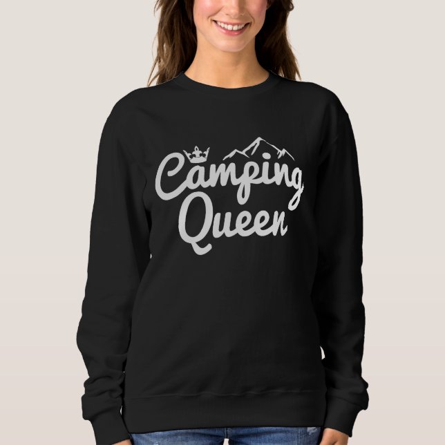 Camiseta Camping Queen Crown Mountains Motorhome Tent Queen (Frente)