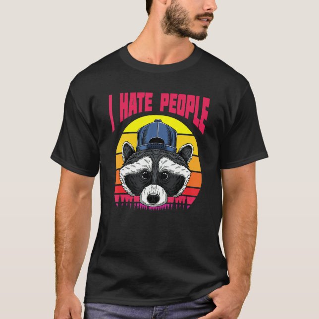 Camiseta Camping & Retro Hiking I Raccoon I Hate People I R (Frente)