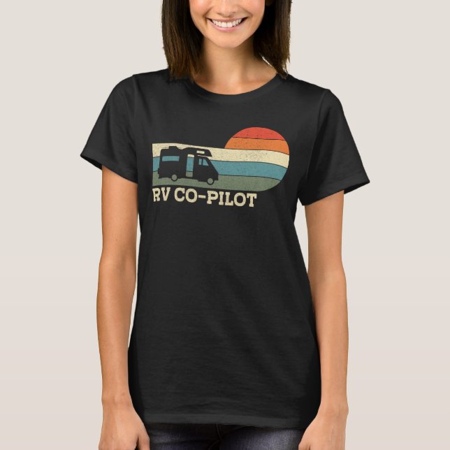 Camiseta Camping Rv Co-Piloto Motorhome Campervan Retro (Frente)
