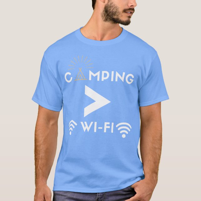Camiseta Camping Sobre Wifi engraçado (Frente)