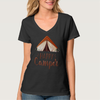 Camiseta Camping Tent Happy Camper Outdoors Nature Travel V