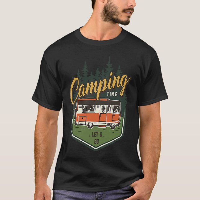 Camiseta Camping Time Let's Go Forest Green Car Summer (Frente)