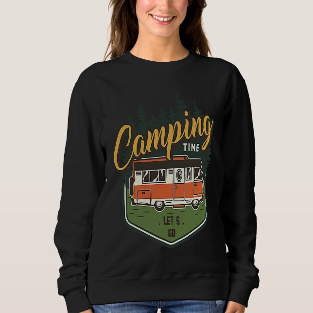 Camiseta Camping Time Let's Go Forest Green Car Summer (Frente)