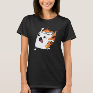 Camiseta Camping Tostando Marshmallow Smores Fogueira de Ca