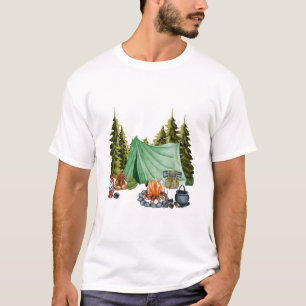 Camiseta Camping Trip Campfire, Tent, Camping in the Woods