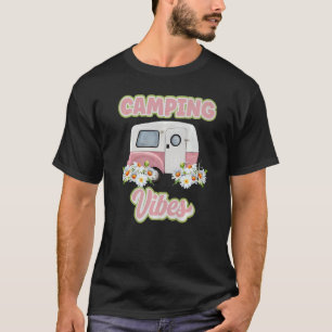 Camiseta Camping Vibes Boho Retro Camper Wildflower Daisy