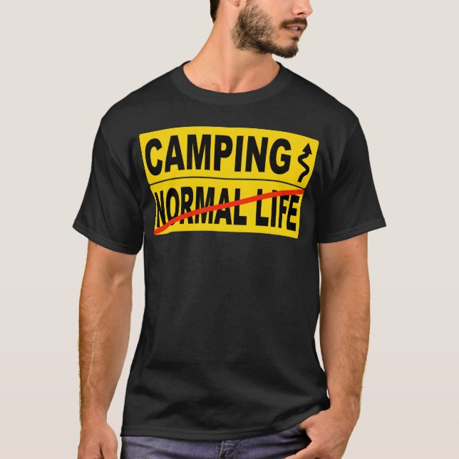 Camiseta Camping vida normal citação azul amigos (Frente)