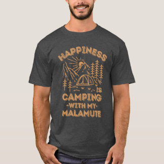 Camiseta Camping with malamute retro
