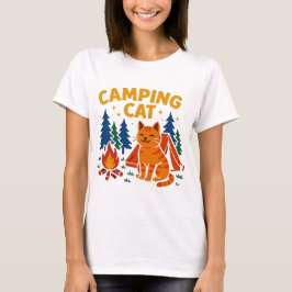 Camiseta Campingkatze am Lagerfeuer