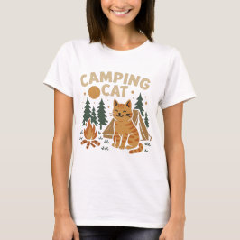 Camiseta Campingkatze mit Zelt und Lagerfeuer