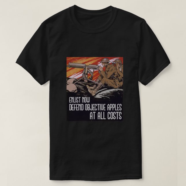 Camiseta Campo de batalha 1 — Maçãs de objetivo essenciais (Frente do Design)
