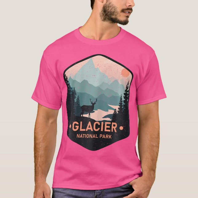Camiseta Campo de caminhada de veados do Glacier National P (Frente)