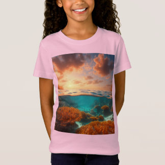 Camiseta Campo de Coral Brilhante: Um Sonho Oceânico 3D