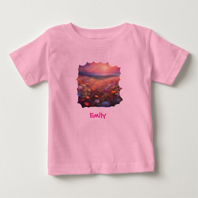 Camiseta Campo de cores de Patels de flores silvestres (Frente)