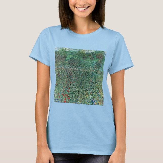 Camiseta Campo de Flor em Litzlberg Klimt, Paisagem de Vint (Frente)