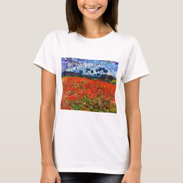Camiseta Campo de Flor Vermelho, Van Gogh (Frente)