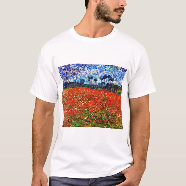 Camiseta Campo de Flor Vermelho, Van Gogh (Frente)