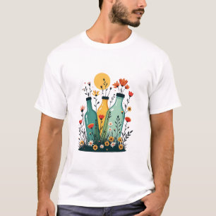 Camiseta Campo de flores crescendo de uma pilha de Recycl