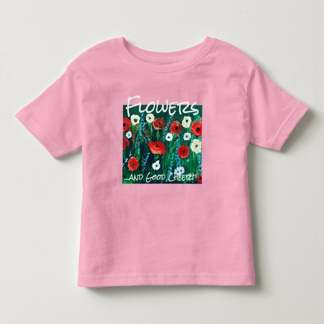 Camiseta Campo de Flores Fresco Acrílico Para Ela. Papoula (Frente)