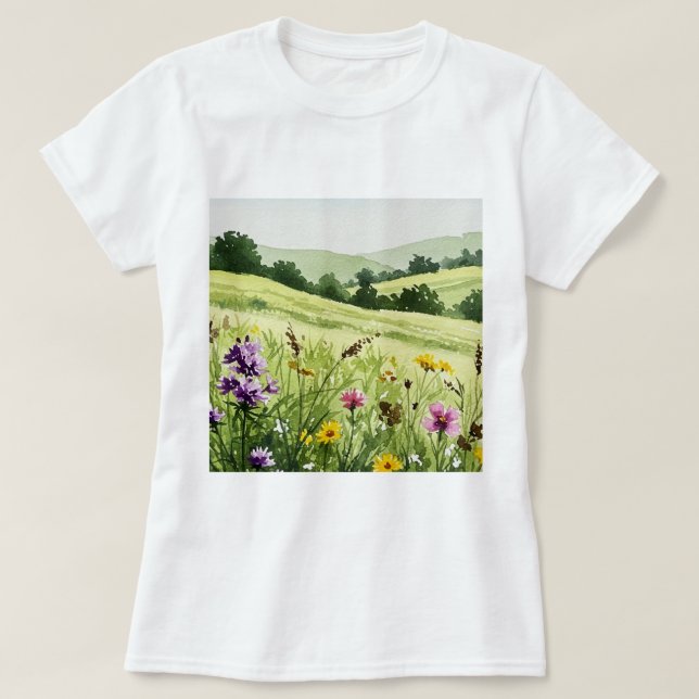 Camiseta Campo de flores silvestres (Frente do Design)