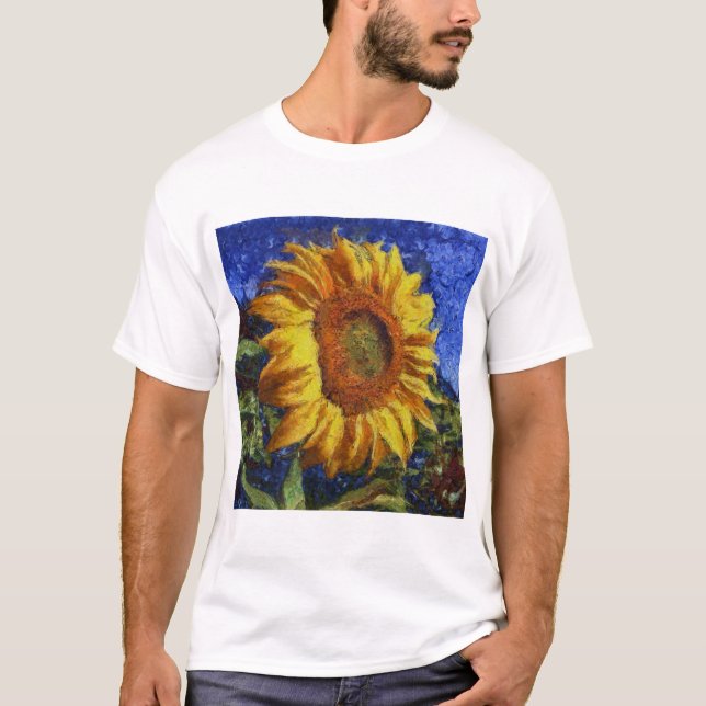Camiseta Campo De Girassol Em Estilo Artístico Colorido (Frente)
