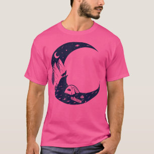 Camiseta Campo De Montanha Do Lobo-Lua Para Amantes Que Aca