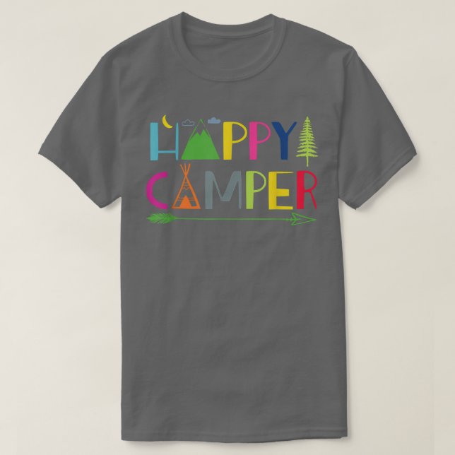 Camiseta Campo de Seta Feliz de Verão Acampamento Presente  (Frente do Design)