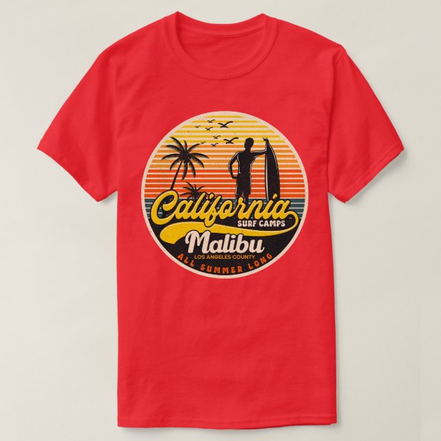 Camiseta Campo de Surf da Califórnia Malibu (Frente do Design)
