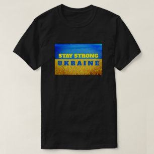 Camiseta Campo de trigo amarelo azul Ucrânia personalizáv