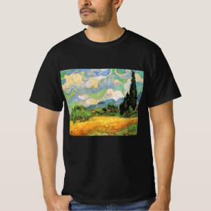 Camiseta Campo de trigo Van Gogh com ciprestes na Haute Gal