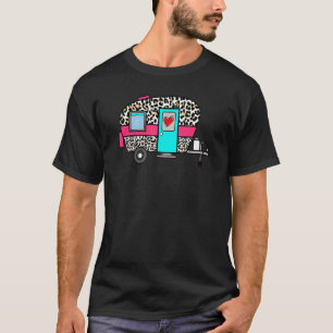 Camiseta Campo de verão feliz acampamento Leopard Engraçado