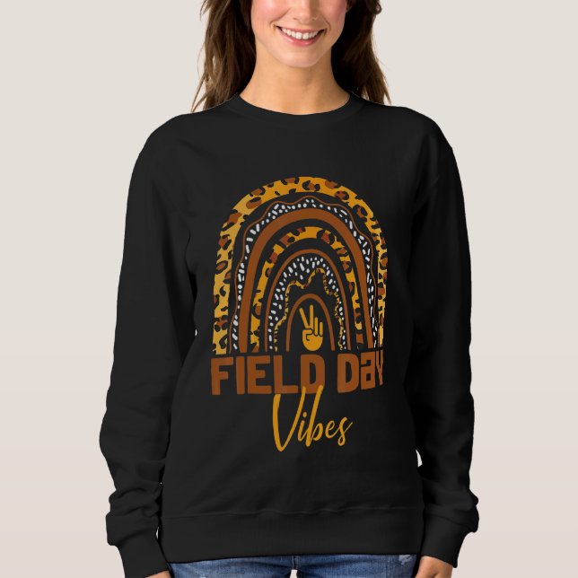 Camiseta Campo Dia Vibes Leopardo Arco-Íris Para Professore (Frente)