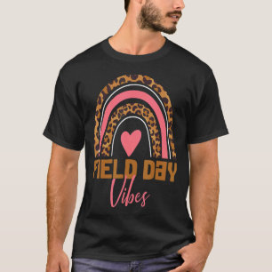 Camiseta Campo Dia Vibes Leopardo Arco-Íris Para Professore