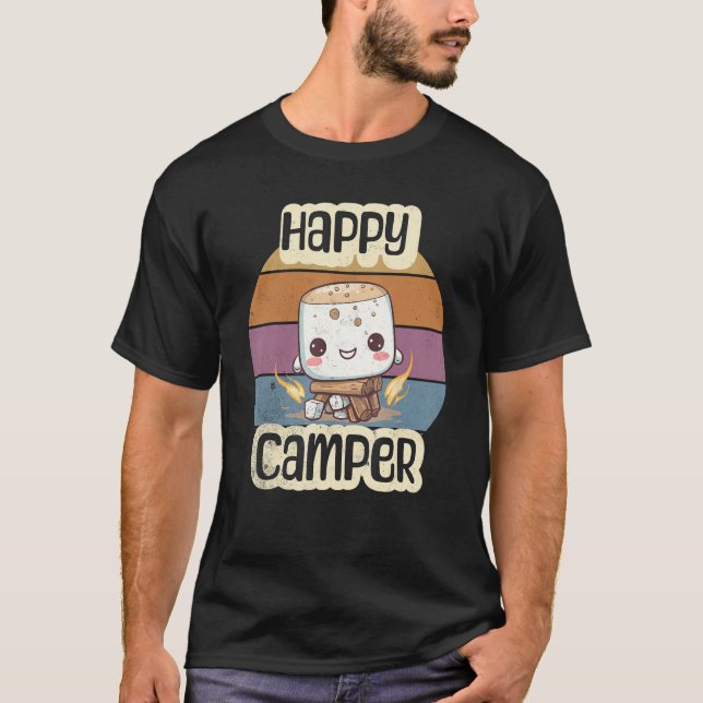 Camiseta Campo Feliz de Marshmallow, Camper Cute Kids Camp  (Frente)