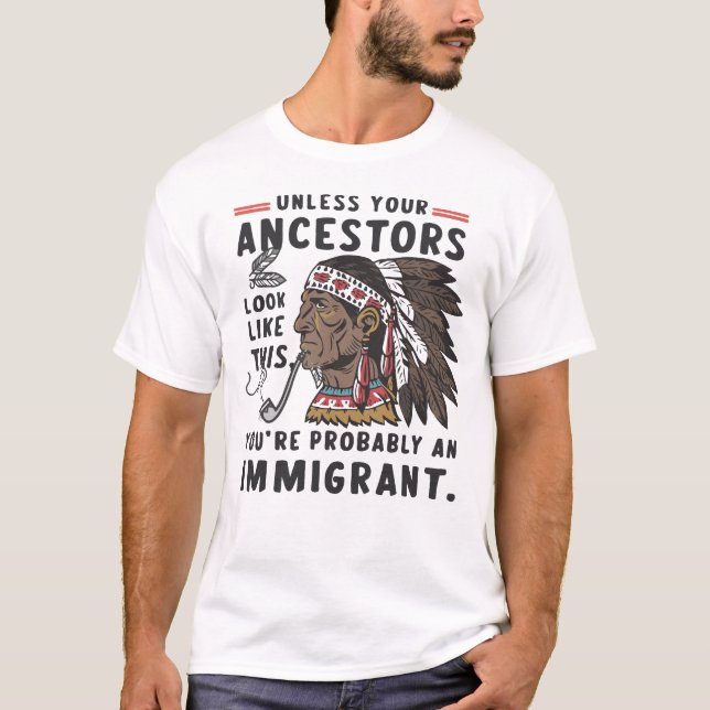 Camiseta Campo Principal de Headdress Indiano Nativo Americ (Frente)