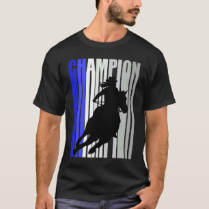 Camiseta Camponês Campeão de Cowgirl Cavalo Correndo de Bar