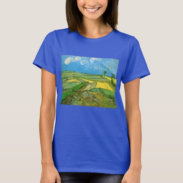 Camiseta Campos de trigo Van Gogh em Auvers sob céu nublado (Frente)