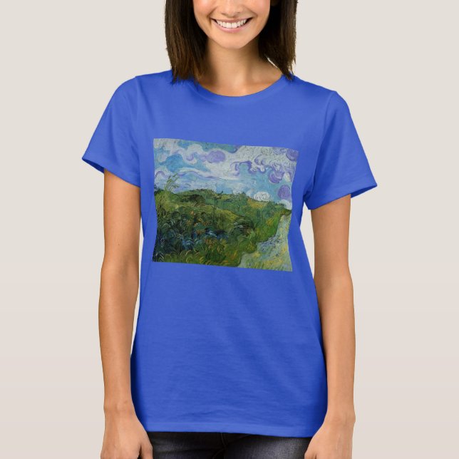 Camiseta Campos de trigo verde por Vincent van Gogh (Frente)
