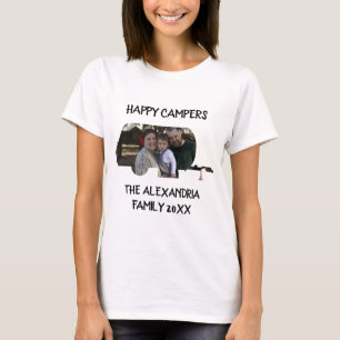 Camiseta Campos felizes da família de caravanas de trailer 