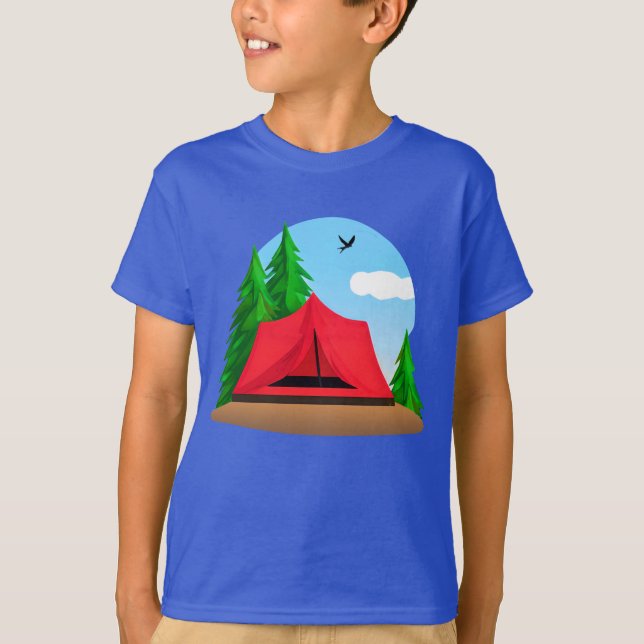 Camiseta Campsite com Evergreen Trees Kid's Tee (Frente)