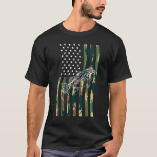 Camiseta Camuflagem Americana Bandeira Dos EUA Pescador Rob