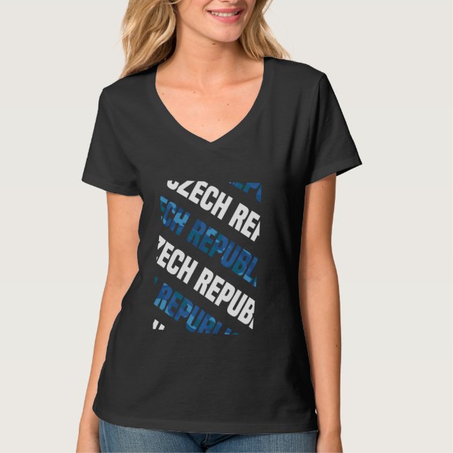 Camiseta Camuflagem Azul de Padrão da República Checa (Frente)