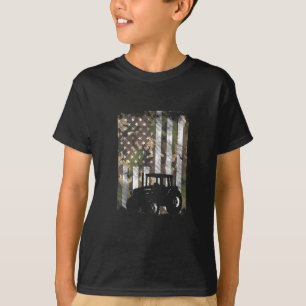 Camiseta Camuflagem Bandeira Trator Caminhão de Fazenda Vin