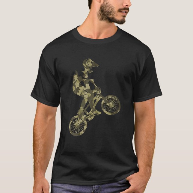 Camiseta Camuflagem BMX Extreme Sports Bike Rider (Frente)
