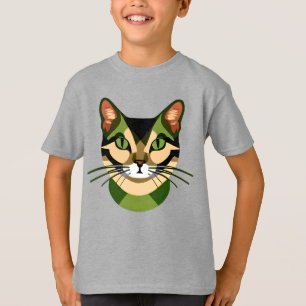 Camiseta Camuflagem Cat Retrato Tee do Criança