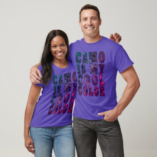 Camiseta Camuflagem Cinza Roxo É Minha Cor Legal Unisex