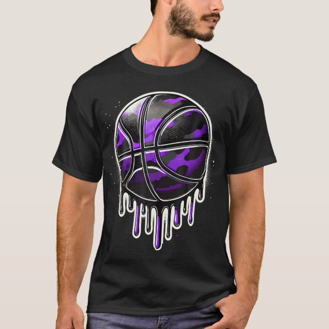 Camiseta Camuflagem de Basquete Drip Roxo (Frente)