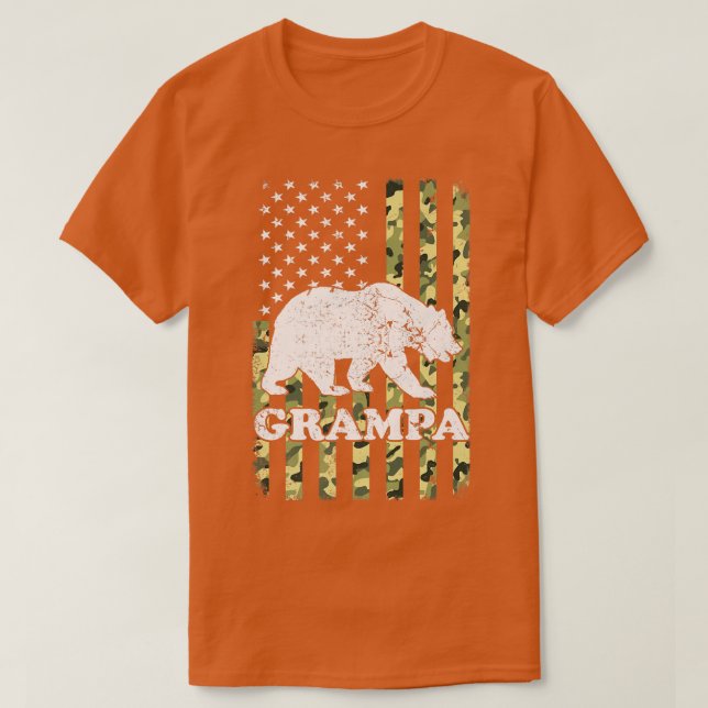 Camiseta Camuflagem de Hiking do Grampa Bear nos EUA (Frente do Design)