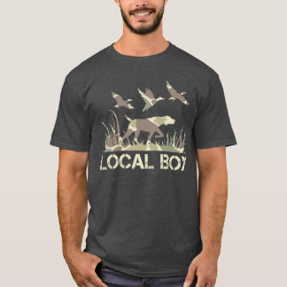 Camiseta Camuflagem de menino sulista retrô caçando cão Cam