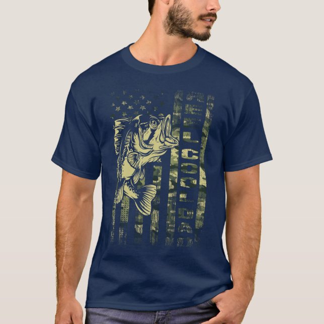 Camiseta Camuflagem de Pais Legal dos EUA Pesca de pavilhão (Frente)